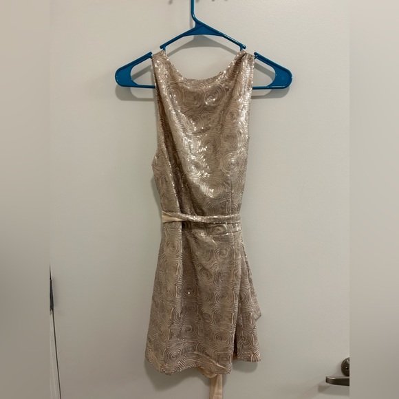 Free People Blush Sequin Swirl Dress with a Drape Neck - Picture 7 of 9
